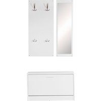 FineBuy FineBuy Wand-Garderobe SALERNO mit Garderobenpaneel Spiegel & Schuhkipper 80 cm breit 27 cm Schmal, Flurgarderobe Klein Garderobenset Modern Schuhschrank Flur Holz, Garderobe Platzsparend