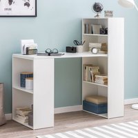 FineBuy Schreibtisch mit Regal 120x120x53 cm Holz Modern, Schreibtischregal Ablagefächer PC Tisch, Computertisch mit Ablage, Design Tisch Büro mit Aufbewahrung