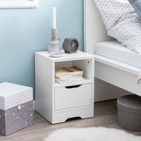 FineBuy Nachtkonsole SV51475 31x43x31 cm 1 Schublade und Ablagefach, Nachtkommode mit Stauraum, Nachttisch Schlicht Modern, Nachtschränkchen Klein, Bettkommode Schlafzimmer