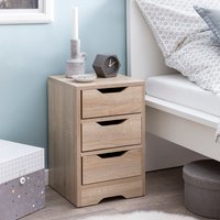 FineBuy Nachtkonsole 31x49x31 cm Matt mit 3 Schubladen, Nachtkommode mit Stauraum, Nachttisch Schlicht Modern, Nachtschränkchen Klein, Bettkommode Schlafzimmer