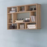 FineBuy Wandregal 75x51x16 cm Holz Hängeregal Modern, Design Wandboard Freischwebend, Holzregal Regal für die Wand, Bücherregal Schmal, Dekoregal Schweberegal Wohnzimmer
