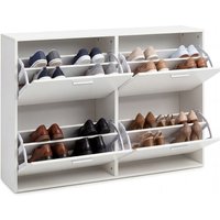 FineBuy FineBuy Schuhkipper 120 x 81 x 24 cm mit 4 Klappen für bis zu 24 Paar Schuhe, Flur Schuhschrank, Schuhkommode, Schuhregal