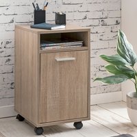 FineBuy Rollcontainer Holz 33x60x38cm Schubladenschrank Büro Container, Schreibtischcontainer mit Tür & Ablage, Bürocontainer Beistellcontainer mit Rollen, Kleiner Schubladencontainer