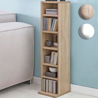 FineBuy FineBuy CD-Regal Holz 21x90x20 cm Standregal Modern Bücherregal Schmal, CD Ständer Aufbewahrung Klein, Offenes Nischenregal, Mehrzweckschrank 6 Fächer Offen, CD Holzregal Design Stehregal