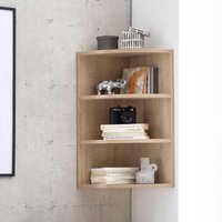 FineBuy Eckregal 30 x 60 x 30 cm in Holz, Wandregal - Winkelregal mit 3 Regal Ebenen, Küchenregal Hängend, Standregal Regal Bücherregal