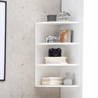 FineBuy Eckregal 30 x 60 x 30 cm in Holz, Wandregal - Winkelregal mit 3 Regal Ebenen, Küchenregal Hängend, Standregal Regal Bücherregal