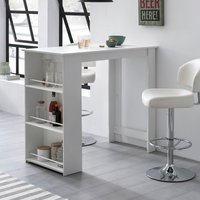 FineBuy Bartisch 120 x 60 cm Stehtisch Holz Küchenbartisch, Bartresen mit integriertem Regal, Tresentisch mit Bar, Tresen Küchen Tisch