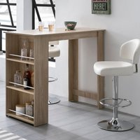FineBuy Bartisch 120 x 60 cm Stehtisch Holz Küchenbartisch, Bartresen mit integriertem Regal, Tresentisch mit Bar, Tresen Küchen Tisch