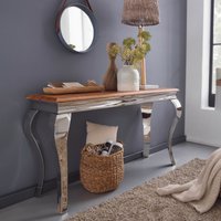 FineBuy Konsolentisch Sheesham Massivholz / Metall 130x76,5x42 cm Flurtisch, Design Wohnzimmertisch Schmal, Anrichte Schreibtisch Modern
