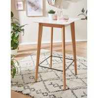 FineBuy Stehtisch 60x110x60 cm Weiß, Bartisch für 4 Personen, Moderner Tisch für Bar, Design Partytisch Holz, Hochtisch Eiche Skandinavisch