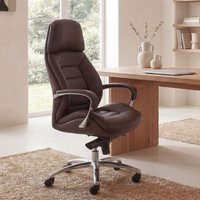 FineBuy Designer Bürostuhl Bezug Echtleder Schreibtischstuhl bis 120 kg, XXL Design Chefsessel höhenverstellbar, Drehstuhl ergonomisch mit Armlehnen & hoher Rückenlehne, Wippfunktion