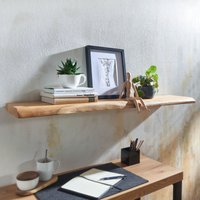 FineBuy Wandregal mit Baumkante Akazie Massivholz, Design Schweberegal Wandboard Massiv, Regal Holz Natur, Landhausstil Hängeregal