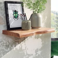 FineBuy Wandregal mit Baumkante Akazie Massivholz, Design Schweberegal Wandboard Massiv, Regal Holz Natur, Landhausstil Hängeregal