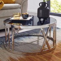 FineBuy Couchtisch Glas Metall 60x60x30 cm Sofatisch, Design Wohnzimmertisch Rund, Kleiner Kaffeetisch Modern, Beistelltisch Anstelltisch Wohnzimmer