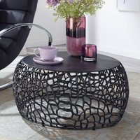 FineBuy Couchtisch Rund 66cm aus Aluminium & Metall, Design Wohnzimmertisch mit organischer AST-Struktur, Moderner Sofatisch, Beistelltisch Wohnzimmer