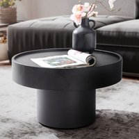FineBuy Design Couchtisch rund 60 cm Metall schwarz - Handgefertigter Aluminium Wohnzimmertisch in Pilz Form - Moderner Alu Sofatisch - Beistelltisch