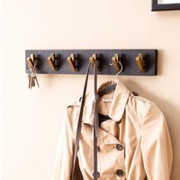 FineBuy Wandgarderobe Mango Massivholz 60cm - Garderobenpaneel massiv Holz - Wand Garderobenleiste Hakenleiste 6 Kleiderhaken