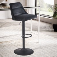 FineBuy Barhocker Samt Hocker mit Lehne 86 - 106 cm, Küchenhocker Höhenverstellbar Modern 100 kg, Design Barstuhl Tresenhocker mit Metall-Trompetenfuß, Bistrohocker Gepolstert