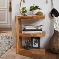 Wohnling Akazie Massivholz Beistelltisch "E"" Cube 44x 30 x 60 cm mit Ablage"