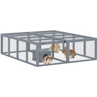 PawHut Freilaufgehege Kaninchenstall aus Holz mit 2 Türen Unterschlupfhaus Orange