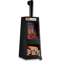 KAMINIO KAMINIO Elektrischer Gartenkamin KAI L mit Ofenrohr - Elektro Terrassenofen - Schwarz