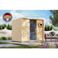 Karibu Karibu 68 mm Saunahaus Luna natur inkl. 9kW Saunaofen integr. Strg.