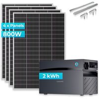 MAS ELEKTRONIK SUNSHARE Ray Lite 800 W Balkonkraftwerk mit 2 kWh Glory Speicher & 4 Universalhalterungen, TOPCon