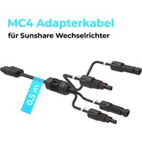 MAS ELEKTRONIK SUNSHARE Adapterkabel 0,5 m Slim auf MC4 für Wechselrichter & Speicher an Fremd-Solarmodule