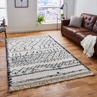 Boho Shaggy Rug 5402 Black White