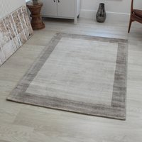 Smoke Putty Blade Border Rug