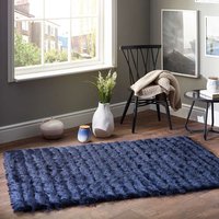 Origins Carved Glamour Navy Ridged Shaggy Rug