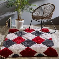 Origins 3D GEO Shaggy Red Rug