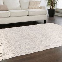 Asra Grey Wool Fringed Rug