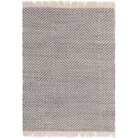 Vigo Grey Cream Flatweave Fringe Rug