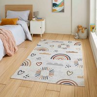 Vida Thin Soft Kids Rainbow Sun Rug