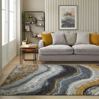 Amara Soft Stylish Abstract Rug Grey Blue Bronze