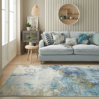 Washable Rug Modern Lux Blue Gold