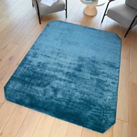 Gleam Teal Silky Viscose Pile Floor Rug