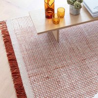 Avalon Rust Flatweave Thin Wool Rug with Fringe