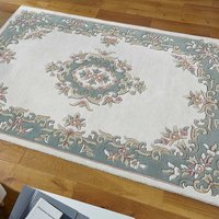 Royal Aubusson cream green rug Circle