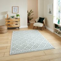 Coral Green Modern Diamonds Washable Rug