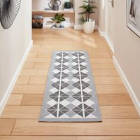 Victoria Dark Grey Modern Diamonds Washable Rug