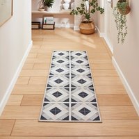Victoria Grey Beige Diamonds Washable Rug