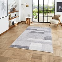 Whisper Grey Modern Geo Washable Rug