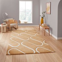 Catherine Lansfield Linear Curve Modern Geometric Ochre Rug