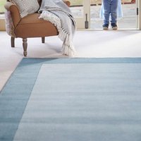Origins Borders Duck Egg Plain Wool Rug Runner