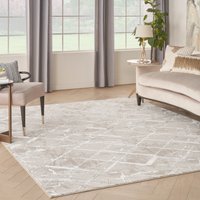 Glitz GLZ02 Ivory Grey Luxury Glossy Rug Runner