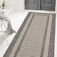 Flatweave Gel Border Steel Grey Rug Runner