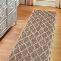 Flatweave Gel Trellis Latte Rug Runner