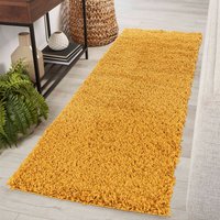 Oxford Plain Shaggy Gold Rug Runner